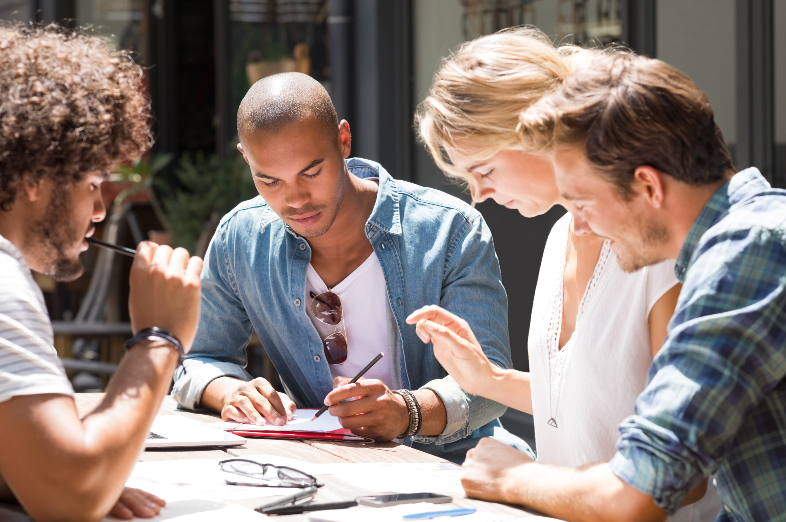 Students studying together