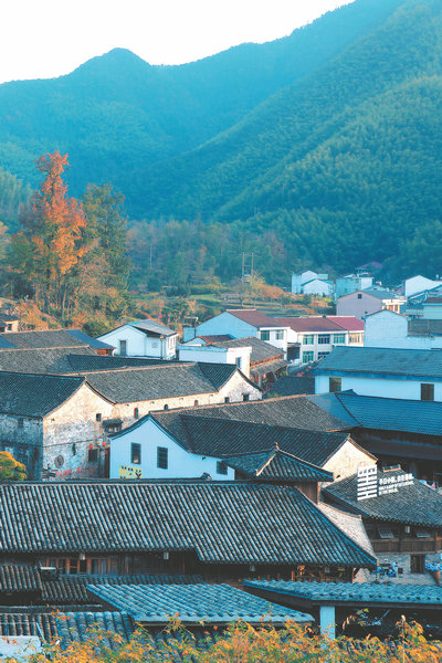 An aerial view of Molin village in Jinhua, a rural community exploring culture-led development and tourism.